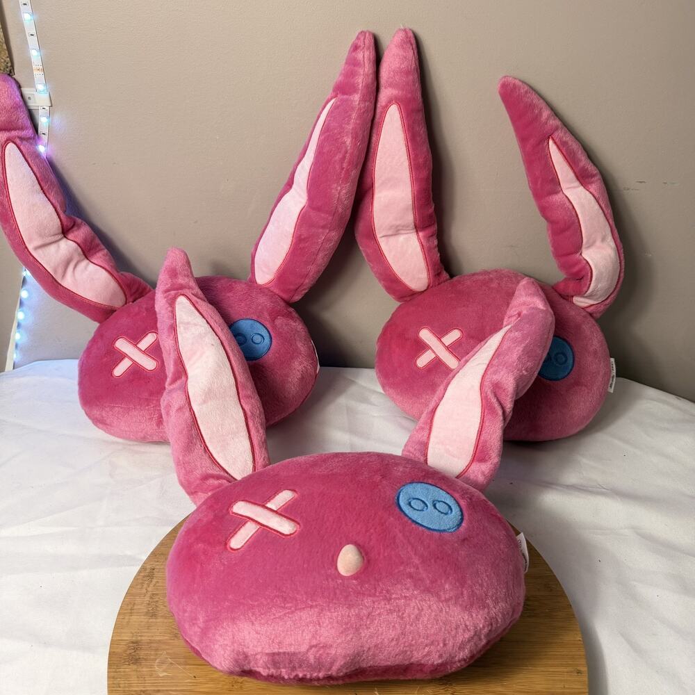 Lot of 3 Cider Peach Riot Pink Bunny Plush pillow X PopMart Tik Toc 15” Anime